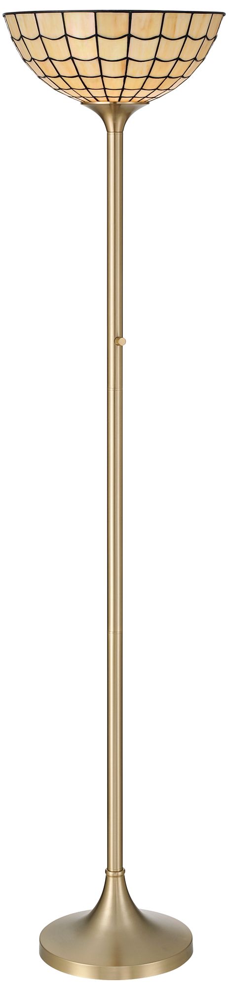 Image 3 Robert Louis Tiffany Covina 71 1/4" High Brass Torchiere Floor Lamp