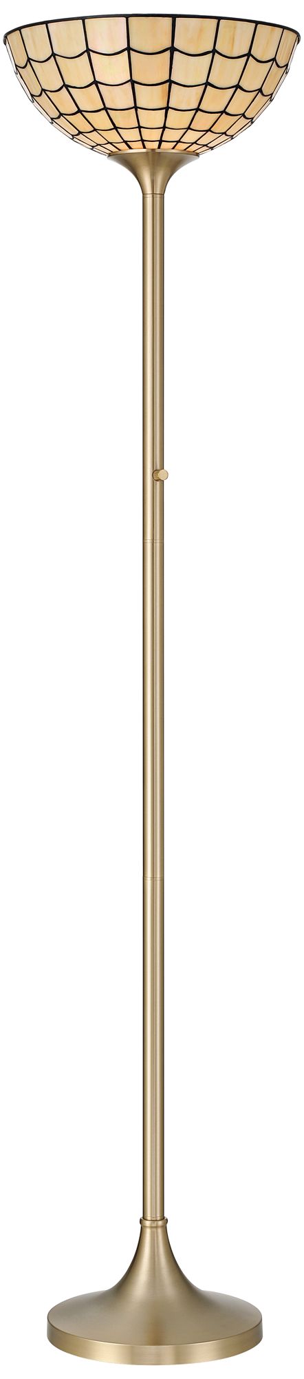 Robert Louis Tiffany Covina 71 1/4" High Brass Torchiere Floor Lamp in scene