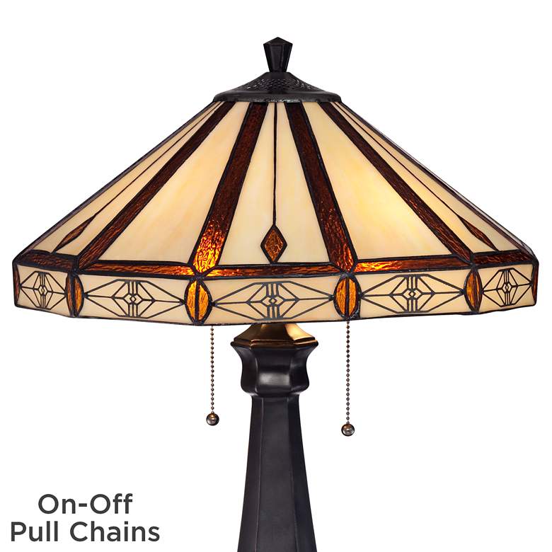 Image 4 Robert Louis Tiffany Derrica 25" Bronze Art Glass Table Lamps Set of 2 more views