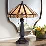 Robert Louis Tiffany Derrica 25" Bronze Art Glass Table Lamps Set of 2