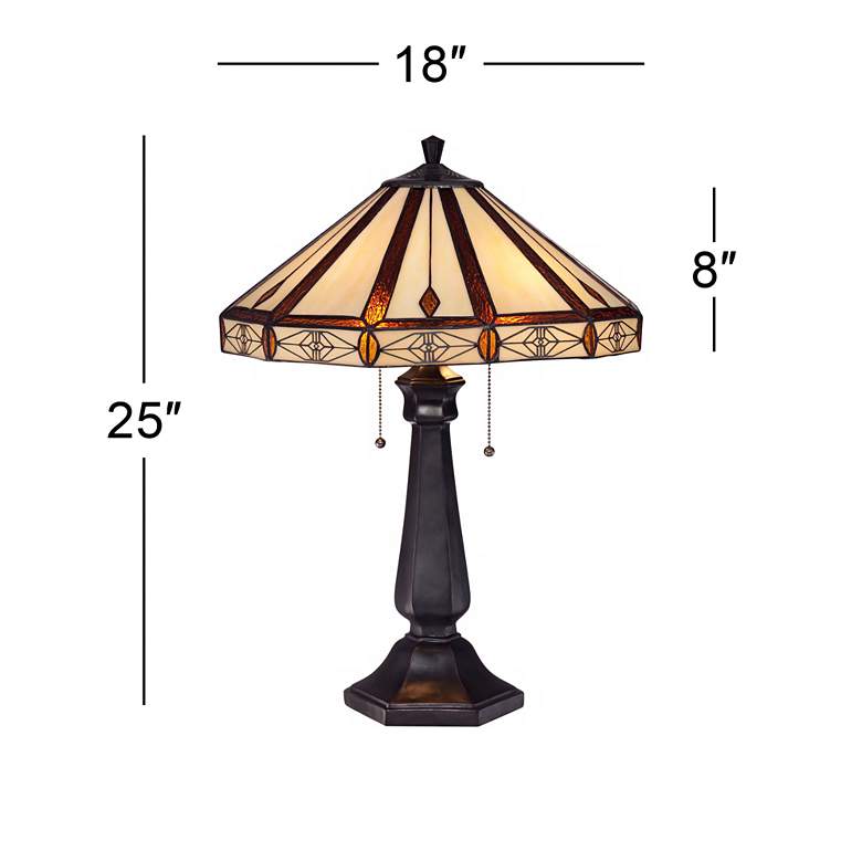 Image 7 Robert Louis Tiffany Derrica 25" Bronze Art Glass Table Lamps Set of 2 more views