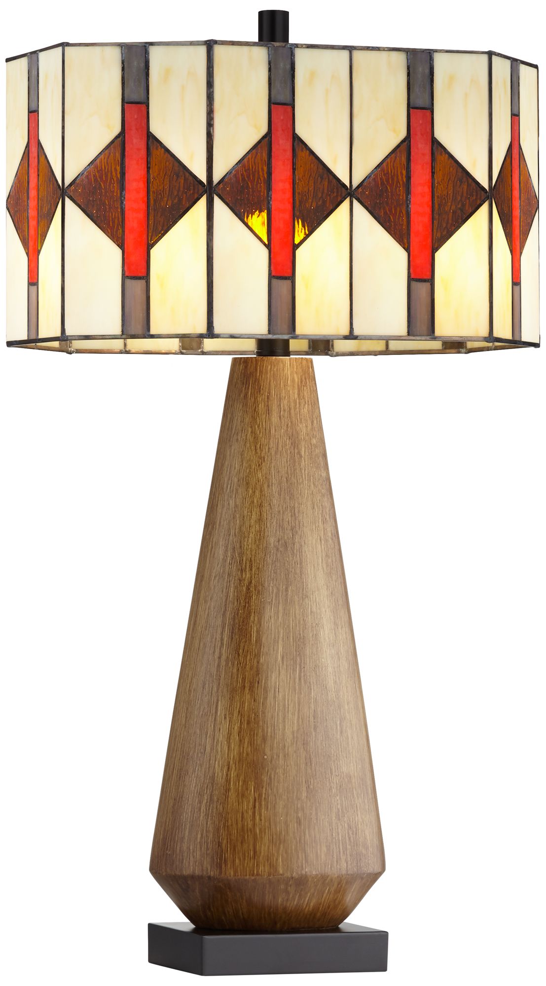 Robert Louis Tiffany Diamond 29" Art Glass Shade Table lamp