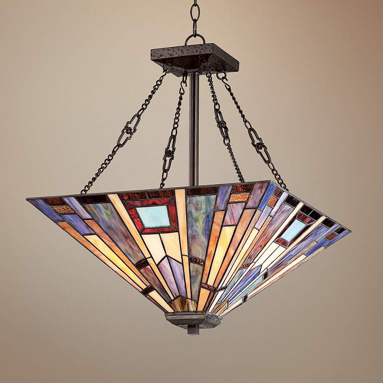 Image 1 Robert Louis Tiffany Earth Tone Glass Pendant Light