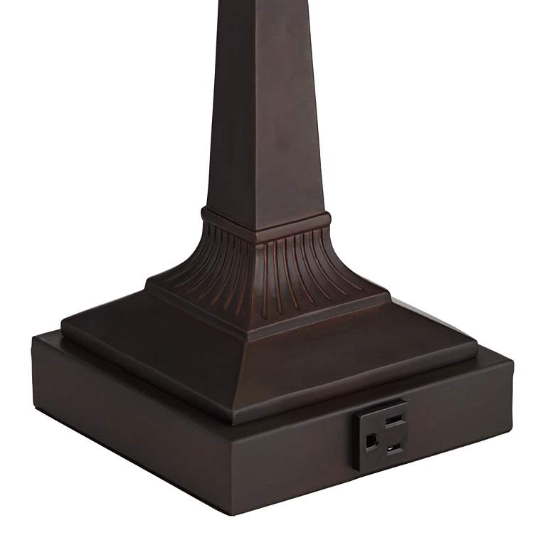Image 5 Robert Louis Tiffany Fleura 17" Art Glass Banker Desk Lamp with Outlet more views