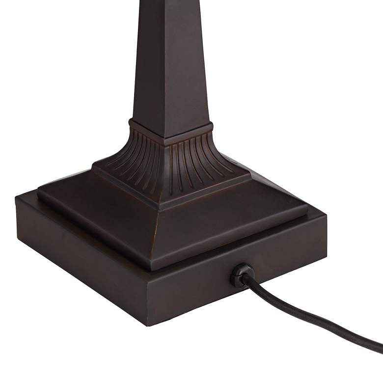 Image 6 Robert Louis Tiffany Fleura 17" Art Glass Banker Desk Lamp with Outlet more views