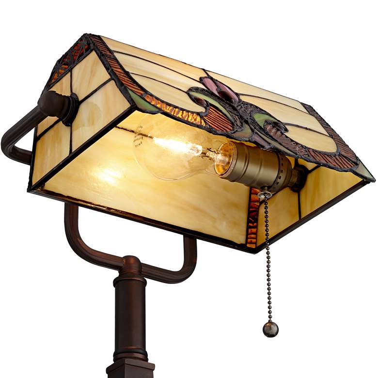 Image 4 Robert Louis Tiffany Fleura 17" High Bronze Banker Desk Lamps Set of 2 more views
