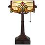 Robert Louis Tiffany Fleura 17" High Bronze Banker Desk Lamps Set of 2
