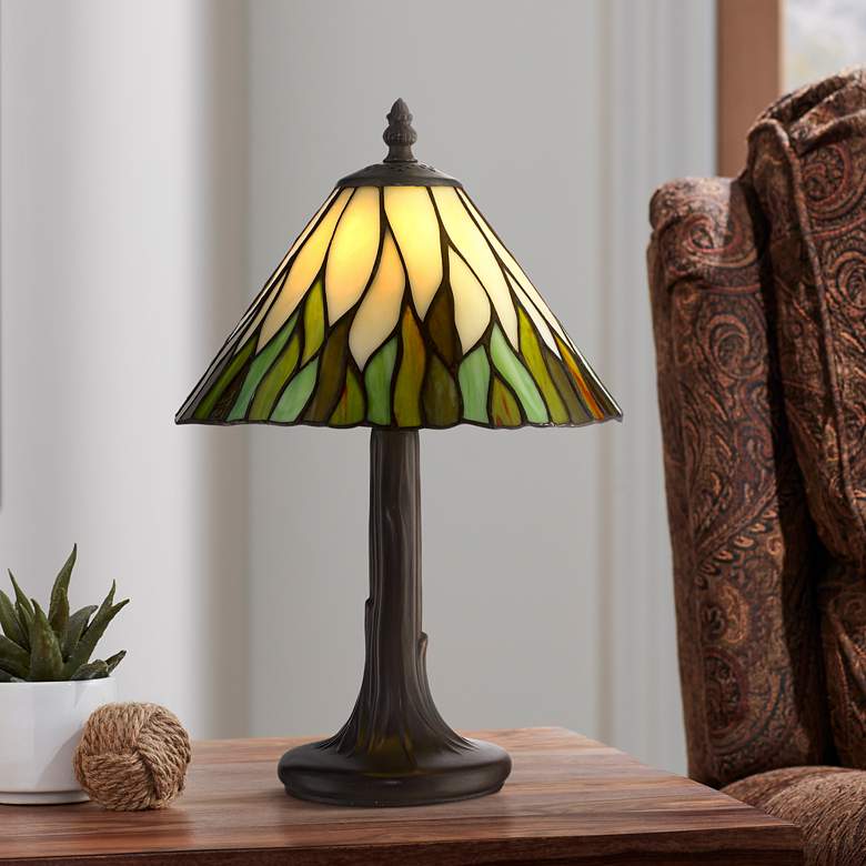 Image 1 Robert Louis Tiffany Foglia 14 1/2" High Glass Shade Accent Table Lamp