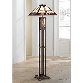 Image2 of Robert Louis Tiffany Geometric 60 1/2" Glass Night Light Floor Lamp