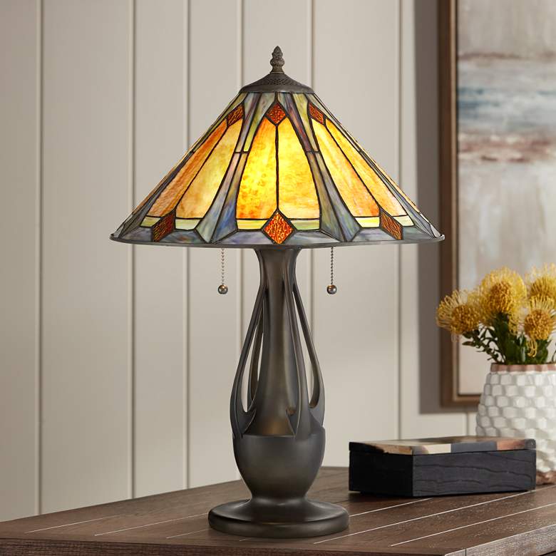 Image 1 Robert Louis Tiffany Gerald 23" Arts and Crafts Glass Table Lamp