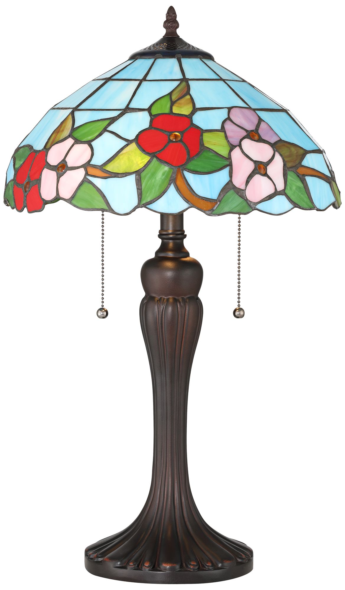 Image 3 Robert Louis Tiffany Hudson 23.5"H Art Glass Flower 2-Light Table Lamp