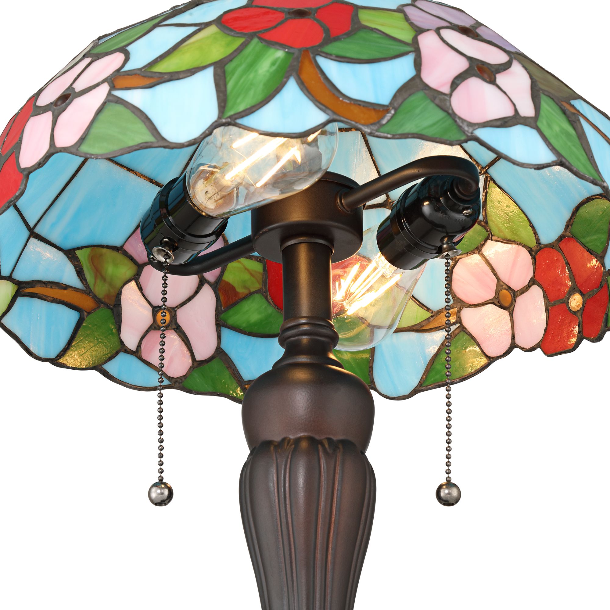 Image 7 Robert Louis Tiffany Hudson 23.5"H Art Glass Flower 2-Light Table Lamp more views