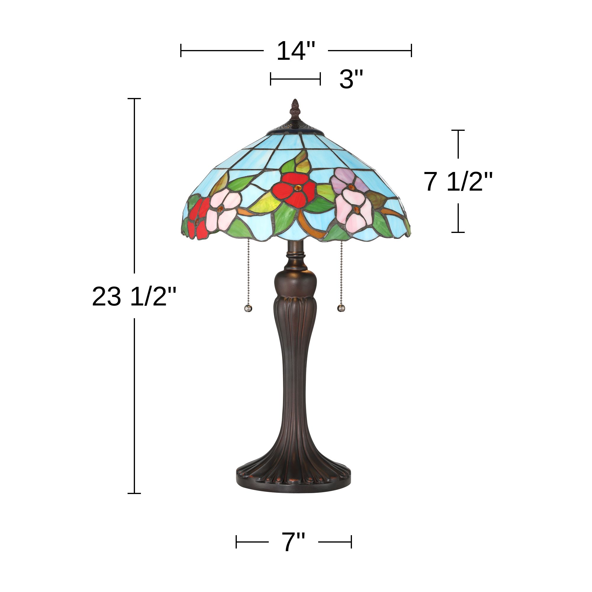 Robert Louis Tiffany Hudson 23.5"H Art Glass Flower 2-Light Table Lamp in scene