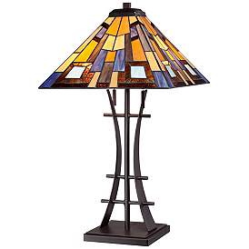 Image2 of Robert Louis Tiffany Iron Base Art Glass Tiffany-Style Table Lamp