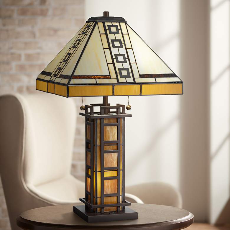 Image 1 Robert Louis Tiffany Jamie Bronze Tiffany-Style Night Light Table Lamp