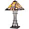 Robert Louis Tiffany Jewel Tone Tiffany-Style Art Glass Lamp with Dimmer