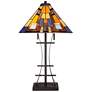 6_Robert Louis Tiffany Jewel Tone Tiffany-Style Art Glass Lamp with Dimmer more views