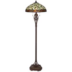 Robert Louis Tiffany Leaf and Vine 60" Tiffany-Style Floor Lamp