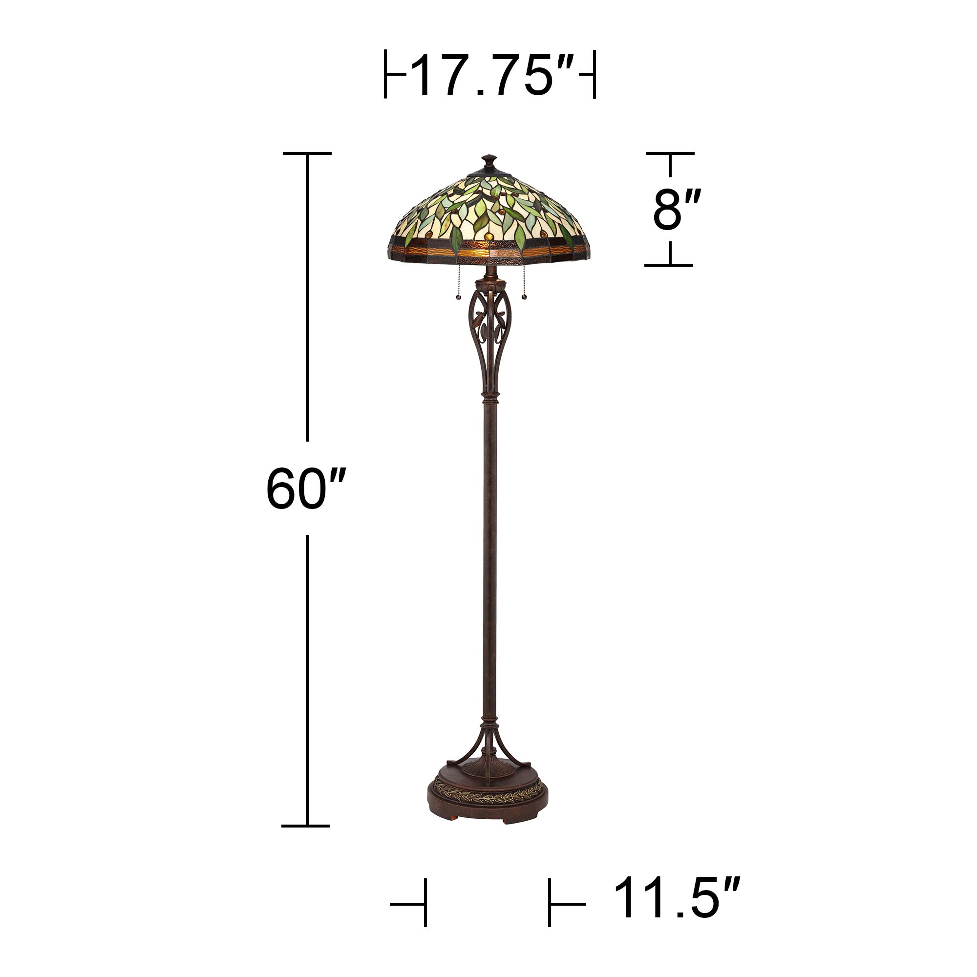 Robert Louis Tiffany Leaf and Vine 60" Tiffany-Style Floor Lamp Image 9