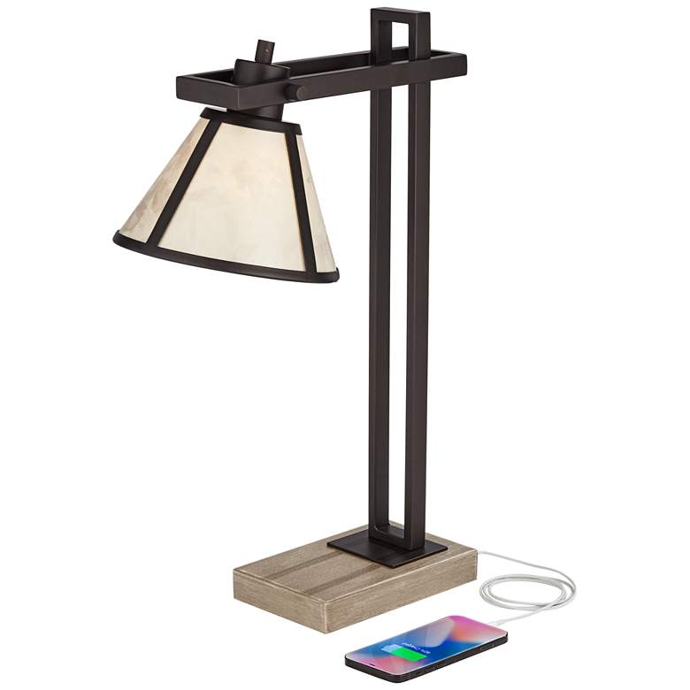 Image 3 Robert Louis Tiffany Maricopa 21 1/4" Bronze Outlet and USB Desk Lamp more views