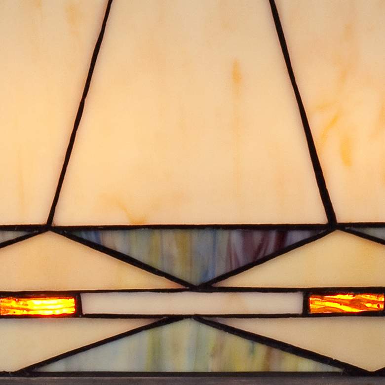 Image 3 Robert Louis Tiffany Mission Square Art Glass and Bronze Lamp with Dimmer more views
