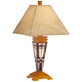 Image2 of Robert Louis Tiffany Mission Tiffany-Style Art Glass Night Light Table Lamp