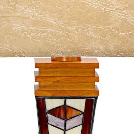Image4 of Robert Louis Tiffany Mission Tiffany-Style Art Glass Night Light Table Lamp more views