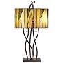 Robert Louis Tiffany Oak Vine Art Glass Pull Chain Table Lamp in scene
