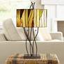 Robert Louis Tiffany Oak Vine Art Glass Pull Chain Table Lamp in scene