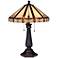 Robert Louis Tiffany Octagon 25" Bronze Mission Art Glass Table Lamp