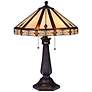 Robert Louis Tiffany Octagon Bronze Mission Tiffany-Style Glass Table Lamp