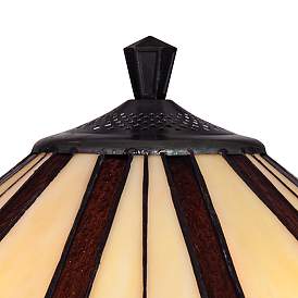 Image3 of Robert Louis Tiffany Octagon Bronze Mission Tiffany-Style Glass Table Lamp more views