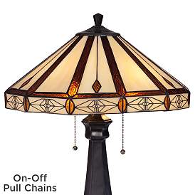 Image4 of Robert Louis Tiffany Octagon Bronze Mission Tiffany-Style Glass Table Lamp more views