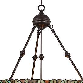 Image5 of Robert Louis Tiffany Peacock 20" Wide 3-Light Glass Pendant Light more views