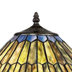 Image3 of Robert Louis Tiffany Peacock 26" Art Glass Tiffany Style Table Lamp more views