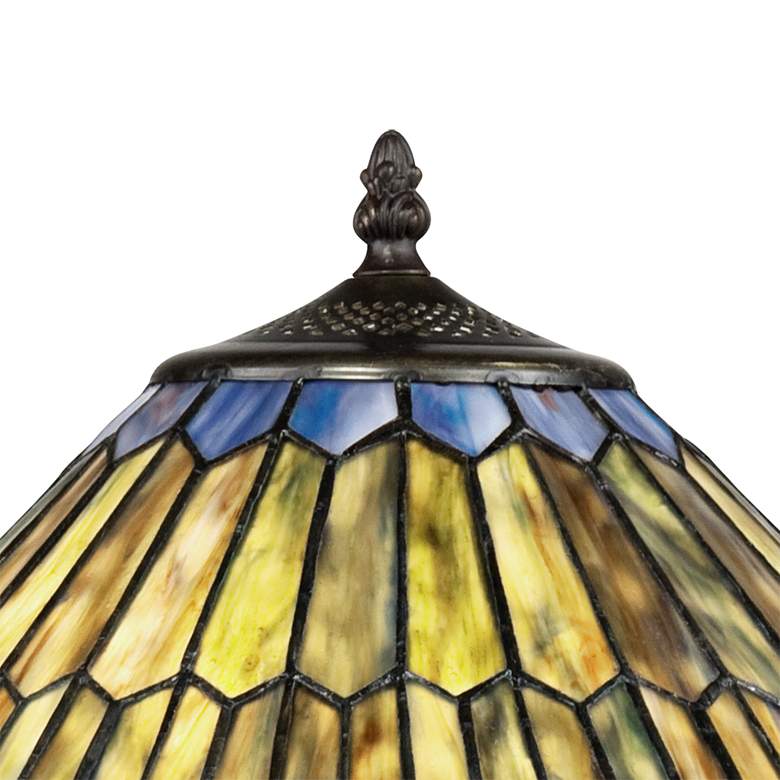 Image 3 Robert Louis Tiffany Peacock 26 inch Art Glass Tiffany Style Table Lamp more views