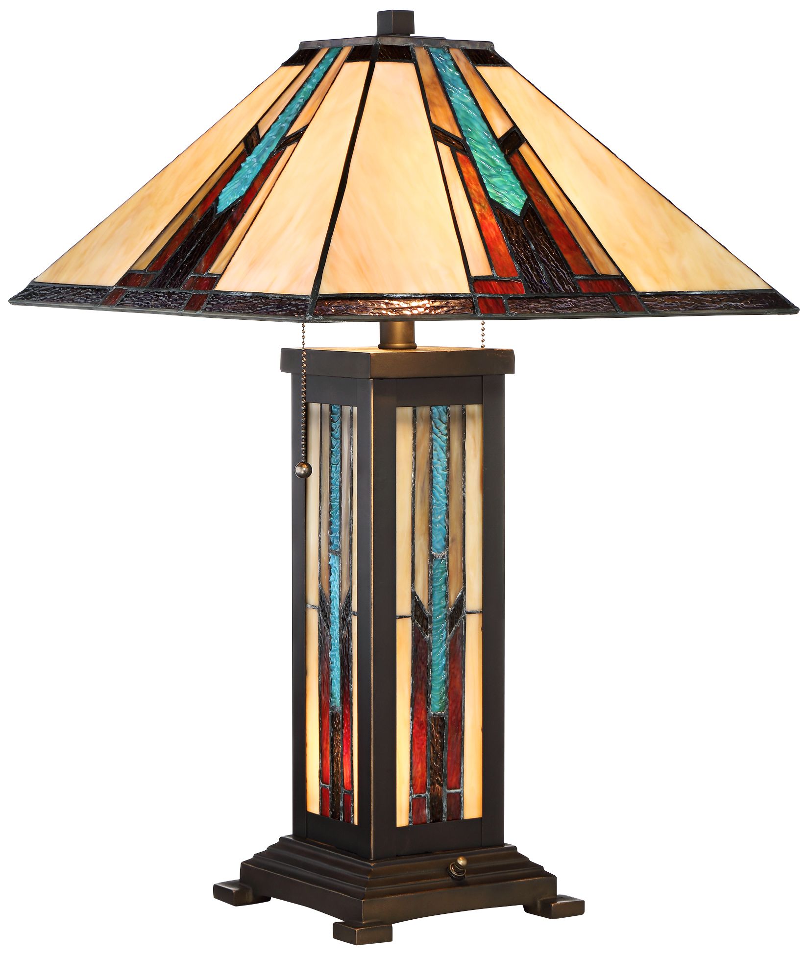 Robert Louis Tiffany Ranier 25" Glass Lamp with Night Light and Dimmer Image 2