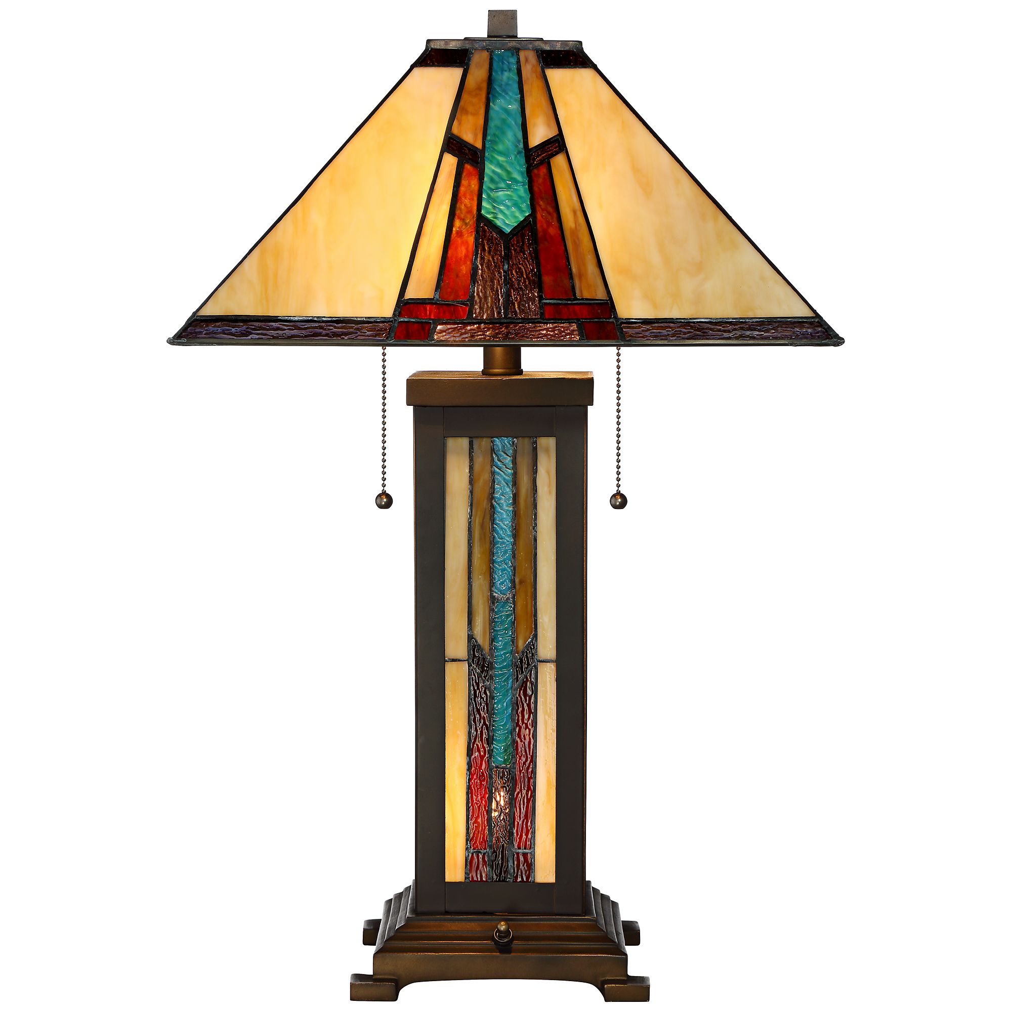 Robert Louis Tiffany Ranier 25" Glass Lamp with Night Light and Dimmer Image 6