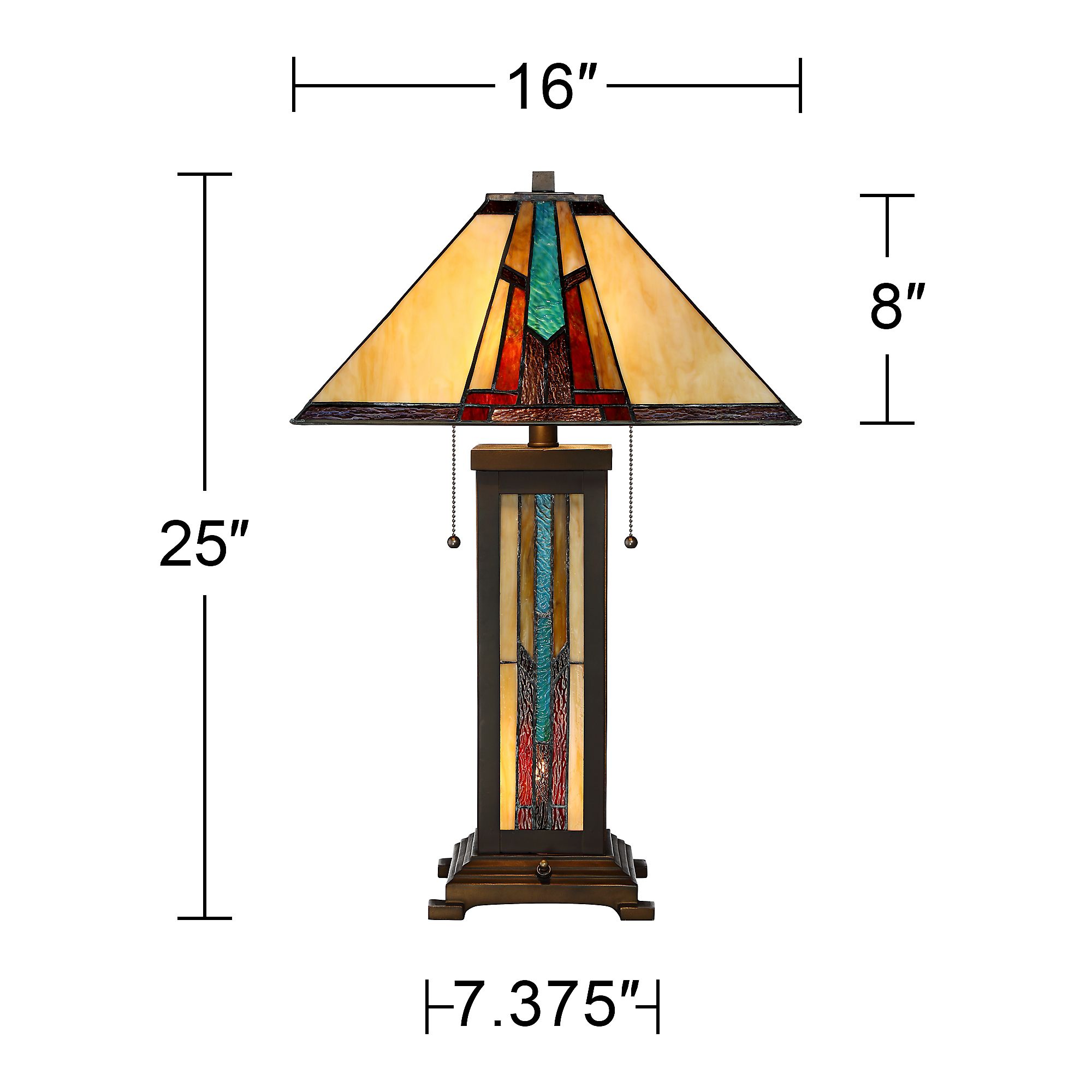 Robert Louis Tiffany Ranier 25" Glass Lamp with Night Light and Dimmer Image 8