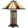 Robert Louis Tiffany Ranier 25" Glass Lamp with Night Light and Dimmer