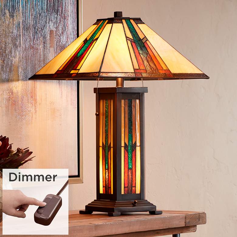 Robert Louis Tiffany Ranier Night Light Lamp w/ Table Top Dimmer