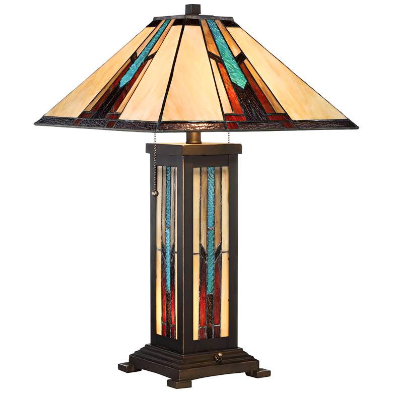 Image 2 Robert Louis Tiffany Ranier Tiifany-Style Lamp with Night Light and Dimmer