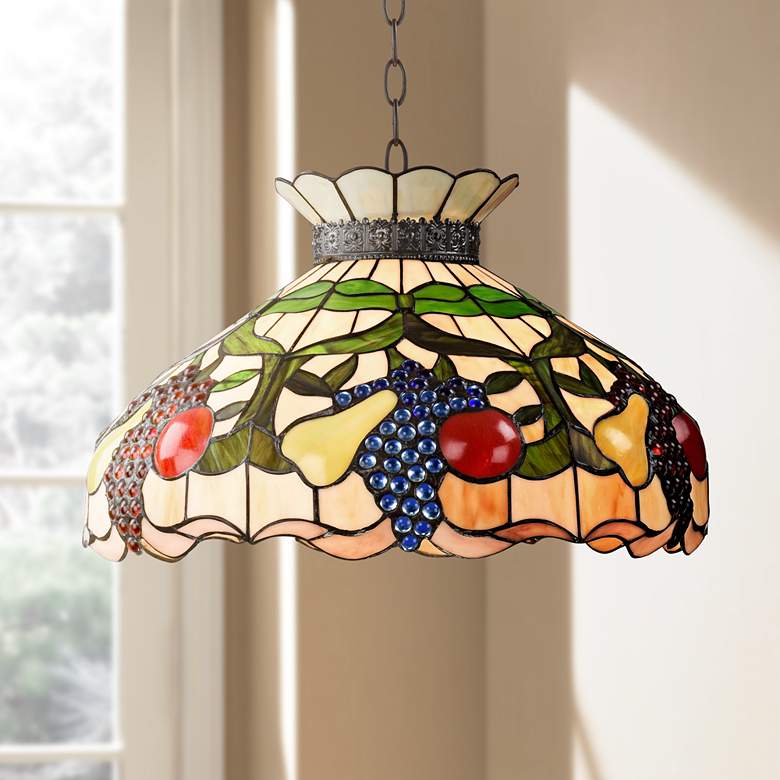 Image 2 Robert Louis Tiffany Ripe Fruit 20" Tiffany-Style Glass Pendant Light