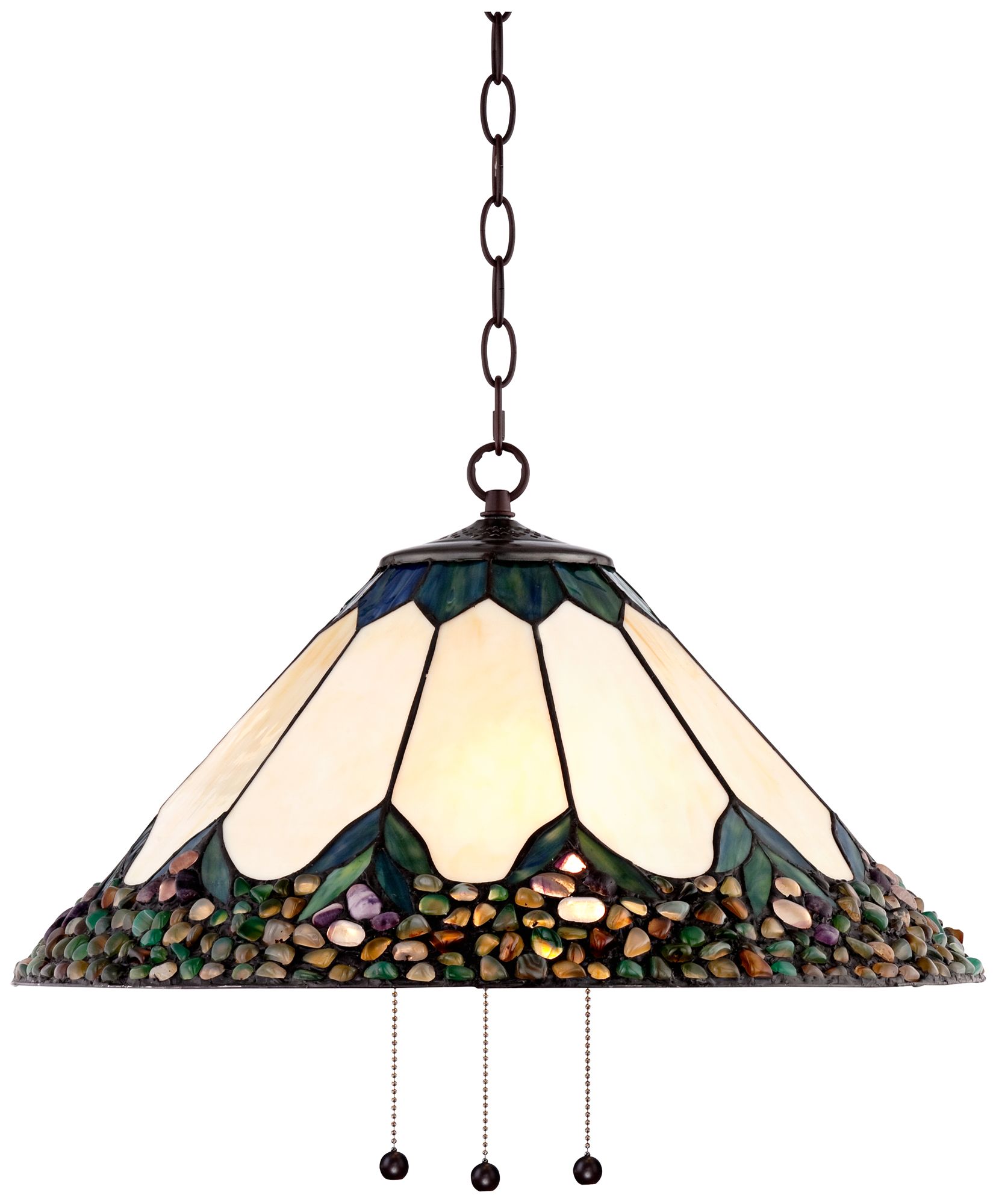 Robert Louis Tiffany River Stone 20.75" Glass Plug-In Swag Pendant