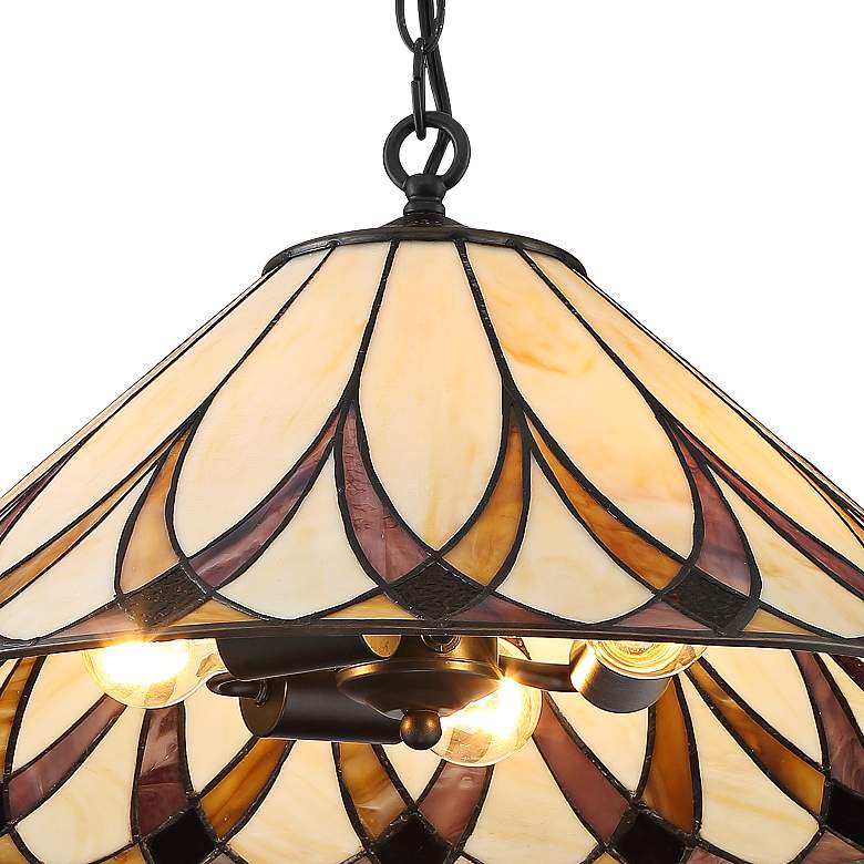 Image 4 Robert Louis Tiffany Serena 19 3/4" Amber Art Glass 3-Light Pendant more views