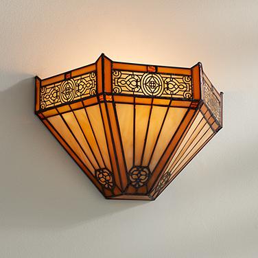 Robert Louis Tiffany Stratford 7 1/2"H Mission Art Glass Wall Sconce