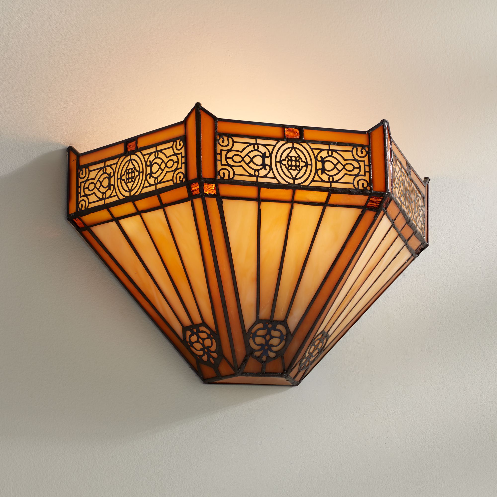 Robert Louis Tiffany Stratford 7 1/2"H Art Glass Wall Sconce Set of 2