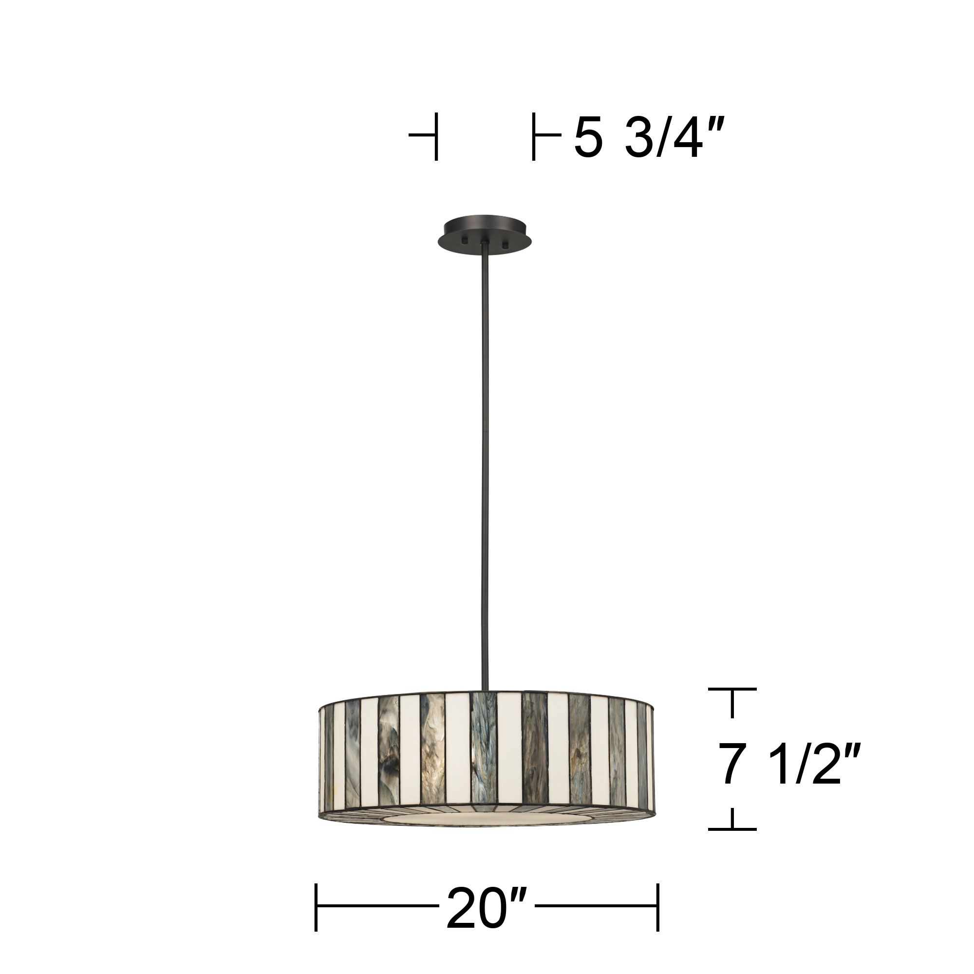 Image 6 Robert Louis Tiffany Streifen 20" Wide Striped Art Glass Pendant Light more views