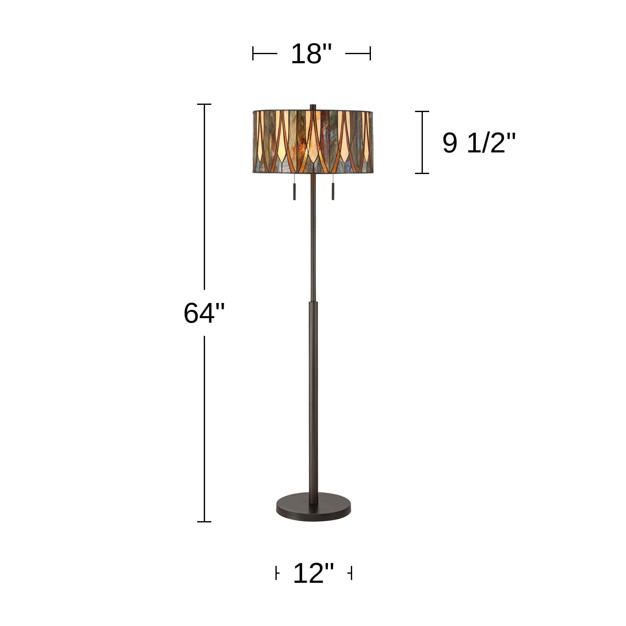 Robert Louis Tiffany Trenton 64"H Art Glass 2-Light Tall Floor Lamp in scene