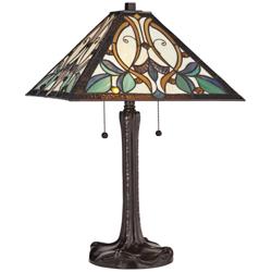Robert Louis Tiffany Victorian 25&quot; Art Glass Tiffany-Style Table Lamp